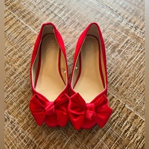 Janie and Jack girls red satin ballet slippers. Size 12